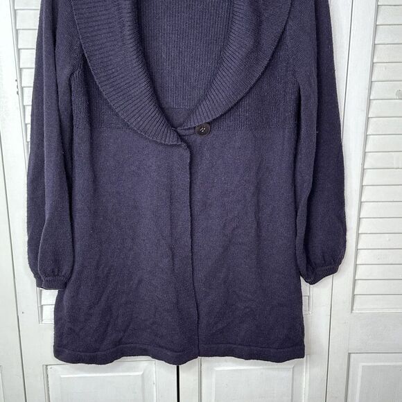 A. Giannetti Purple Merino Wool Blend Cardigan Sweater L Shawl Collar Longline - Picture 4 of 11